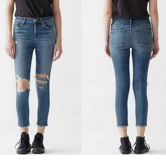 AGOLDE Sophie Distressed High Rise Crop Skinny Jeans - Picture 1 of 7
